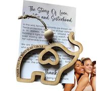 Adornos de elefantes de hermandad, adorno de elefantes de amistad entre hermanas | Adorno de madera para la amistad entre mujeres, símbolo de elefante y amigas y hermanas con historia para bolso tote,
