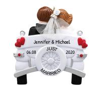 Adornos de elfos adorno de boda personalizado 2024 - Nuestro primer adorno casado de Navidad 2024 Sr. y seora regalos decoraciones de automviles vi