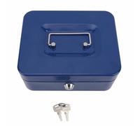 Adornos de escritorio pequeña caja de dinero portátil de doble capa segura de metal para el hogar y la oficina, regalos para mujeres, hombres, adultos, amigos, azul