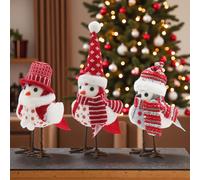 Adornos de estatuas de pájaros navideños rojos y blancos para escritorio, decoración festiva, individual o en juego