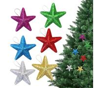 Adornos de estrella de Navidad, 6 bonitas estrellas de Navidad para árboles, estrella de Navidad al aire libre, colgante de coche, decoraciones coloridas de Feliz Navidad para el hogar