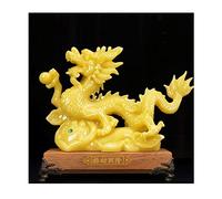 Adornos de Feng Shui Estatua de dragón Chino Decoración del Zodíaco de Jade Feng Shui de la Suerte Oficina Decoración del hogar Manualidades Estatua de Feng Shui (Color: Amarillo, Tamaño: Grande)