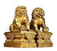 Adornos de Feng Shui, par de Leones de Beijing, estatuas de Perros fu foo, decoración China, Accesorios de Prosperidad de latón Puro, Escultura de Buena Suerte para el hogar y la Oficina