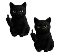 Adornos de Gato de Fieltro, 2 Piezas, Figura de Gato Negro de Fieltro de Lana Divertida, Figuras coleccionables, Regalos para Estante de Escritorio, Tablero, Decoraciones para el hogar, Figura Neg.