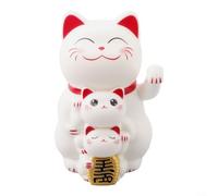Adornos de gato de la suerte que agita automáticamente con energía solar, figura de Maneki Neko con batería para decoración de mostrador de tienda, exhibición de riqueza de oficina y hogar, juego de