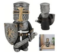 Adornos de gnomos de caballero, Figura de Guardia de Gnomos Caballero, Guardia de gnomos de jardín medieval, Gótico Gnomo Guardia Estatua, Resina Knight Gnomes Guard, para decoración de jardín