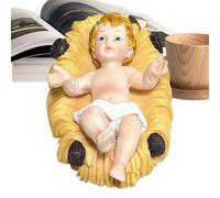 Adornos de guardería navideña, adornos de guardería de Navidad, pequeña figura de bebé Jesús en el comedero, decoración navideña, pequeño bebé Jesús de colección para oficina, mesa de té, alféizar de
