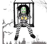 Adornos de Halloween de prisionero que habla espeluznante - Prop de decoración del hogar embrujada por terror animado | Jaula de prisionero espeluznante, decoración de horror de Halloween activada por