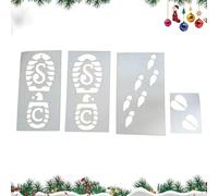 Adornos de huellas navideñas,plantillas de huellas navideñas | Plantillas de huellas de 4 piezas Plantilla de Navidad reutilizable | Pequeñas plantillas de vacaciones para pegar, decoración navideña