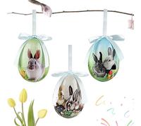 Adornos de huevos de Pascua para árbol - 3 piezas 7 cm Adornos lindos de primavera | Huevos de Pascua decorativos como adornos para árbol | Interior al aire libre fiesta casa jardín oficina patio