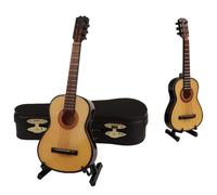 Adornos De Instrumentos Musicales Colección De Instrumentos Musicales De Madera, Adornos Decorativos, Mini Guitarra Clásica Con Soporte, Decoración En Miniatura(D,13cm)