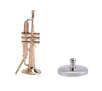 Adornos De Instrumentos Musicales Trompeta En Miniatura De Cobre De 6,5 Cm Con Soporte Y Estuche, Mini Instrumento Musical Trompeta En Miniatura Adorno Para El Hogar