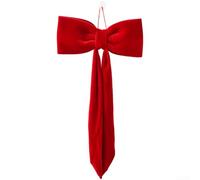 Adornos de lazo de terciopelo de Navidad para colgar en árbol y ventana, tamaño largo, hechos de tela suave (30 cm, rojo)