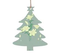 Adornos de madera con dibujos animados de lirios blancos, un juego de 6 decoraciones, adecuado para colgar en árboles de Navidad y chimeneas.