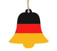 Adornos de madera con patrones de bandera de Alemania, juego de 6 piezas, adecuado para decorar árboles de Navidad, puertas y ventanas, forma de campana