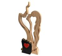 Adornos de Madera de Amor Eterno, Estatua de Madera de Hombre y Mujer besándose, Escultura Abstracta Hecha a Mano, decoración de Madera para Interiores, Regalo para Amigos y San Valentín.