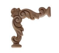 Adornos de madera de caucho con hojas florales talladas de estilo retro para armario esquinero, figuras de madera, apliques ornamentales, A46,5
