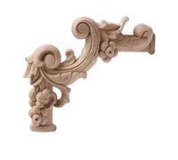 Adornos de madera de caucho con hojas florales talladas de estilo retro para armario esquinero, figuras de madera, apliques ornamentales, A47,2