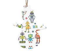 Adornos de madera de Navidad con forma de muñeco de nieve, bonitos robots de dibujos animados, decoración del hogar, árbol de Navidad, oficina, chimenea, decoración de fiesta
