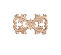 Adornos De Madera Marco de decoración de moldura de madera, revestimiento de esquina, apliques tallados sin pintar, muebles, accesorios de decoración de puerta del hogar(26x15cm)