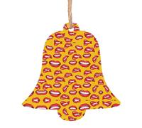 Adornos de madera para árbol de Navidad con cuerda para mujer, sonriendo y mordiendo sus labios rojos, decoración de árbol de Navidad con cuerda, Año Nuevo, fiesta de vacaciones