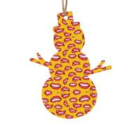 Adornos de madera para árbol de Navidad con cuerda para mujer, sonriendo y mordiendo sus labios rojos, decoración de árbol de Navidad con cuerda, Año Nuevo, fiesta de vacaciones