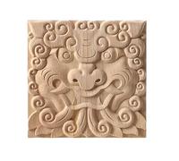 Adornos de madera tallada para muebles, figuras decorativas de madera natural sin pintar, apliques, calcomanías de goma, diseño floral tallado en madera, decoración para el hogar, 15 cm x 15 cm