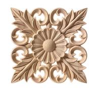 Adornos de madera tallada para muebles, figuras decorativas de madera natural sin pintar, manualidades, apliques, calcomanías, goma, flores, madera tallada, decoración para el hogar, F12, 24