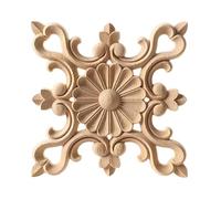 Adornos de madera tallada para muebles, figuras decorativas de madera natural sin pintar, manualidades, apliques, calcomanías, goma, flores, madera tallada, decoración para el hogar, F4, 12