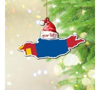 Adornos de Navidad 2024 de Mongolia, adornos colgantes de acrílico con bandera nacional, recuerdo patriótico, regalo coleccionable, decoración de árbol, etiqueta de nombre, adorno transparente
