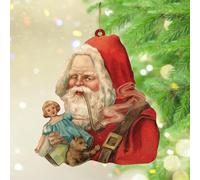 Adornos de Navidad 2024 Old Time Santa Acrílico Adorno de Navidad de Papá Noel con colgante de ciervo trineo tradicional del Viejo Mundo Recuerdo Coleccionable Regalo Decoración de árbol de calcetín