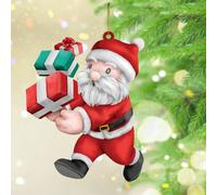 Adornos de Navidad 2024 Old Time Santa Acrílico Colgantes Adornos Colgantes Feliz Navidad Pintura Arte Colgante Navidad Santa Claus Recuerdo Coleccionable Regalo Decoración de Árbol Calcetín Etiqueta