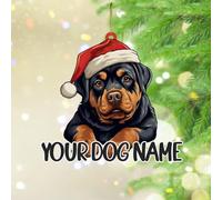Adornos de Navidad 2024 Rottweiler acrílico para árbol de Navidad, adorno para amantes de los perros, perro, mamá, colgante de retrato de arte 2D, recuerdo de mascotas, regalo coleccionable
