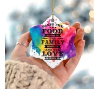 Adornos de Navidad 2025 Bless The Food Before Us The Family Beside Us And The Love between Us, adorno colgante para árbol de Navidad, regalo coleccionable para decoración de vacaciones, círculo de