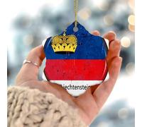 Adornos de Navidad 2025 de Liechtenstein, adorno de Navidad con bandera del estado, adornos colgantes para deportes, bandera del mundo global, viaje, regalo coleccionable para decoración de árbol de