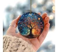 Adornos de Navidad 2025 del árbol de la vida, vitrales, regalo de recuerdo, árbol genealógico, bohemio, arco iris, regalo coleccionable para vacaciones, árbol de Navidad, decoración de fiesta, círculo