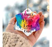 Adornos de Navidad 2025 Family Founded on Faith Joined in Love Kept by God, adorno de árbol de Navidad, regalo coleccionable para decoración interior del hogar, círculo de cerámica, 3 pulgadas, color