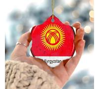 Adornos de Navidad 2025 Kirguistán, adornos colgantes de bandera de países del mundo, festival internacional, adornos de Navidad, bandera mundial global, viaje, regalo coleccionable para decoración