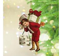 Adornos de Navidad 2025 Old Time Santa Acrílico Adorno de árbol de Navidad Santa's Story Time Souvenir Santa Claus ciervo reno recuerdo coleccionable regalo decoración árbol calcetín etiqueta nombre