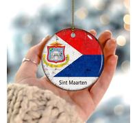 Adornos de Navidad 2025 Sint Maarten Adorno para árbol de Navidad, bandera del mundo global, viajes, adornos de Navidad, bandera del estado del mundo, regalo coleccionable para decoración de árbol de