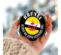 Adornos de Navidad 2025 The Greatest Place on Earth Brunei, adornos de Navidad, bandera de ciudad, recuerdo, bandera de recuerdo, regalo coleccionable para vacaciones, árbol de Navidad, decoración de