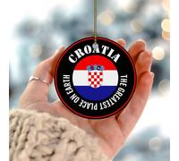 Adornos de Navidad 2025 The Greatest Place on Earth Croacia, adorno para árbol de Navidad, bandera de regalo, adornos colgantes de banderas nacionales de país, marineros, regalo coleccionable para