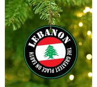 Adornos de Navidad 2025 The Greatest Place on Earth Líbano, adornos de Navidad con bandera internacional, adorno para árbol de Navidad, banderas nacionales, colgante de vela, decoración de árbol de