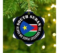 Adornos de Navidad 2025 The Greatest Place on Earth South Sudan Ornamento Recuerdo América País Asia África Banderas Adorno de árbol de Navidad Mapa del Estado Mundial Colgante de Bandera para