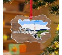 Adornos de Navidad acrílicos de 3 pulgadas 2025 Bosnia y Herzegovina, adorno de Navidad rústico, decoración de vacaciones, contemporánea, europea, famosa, arquitectura, recuerdo, disco transparente