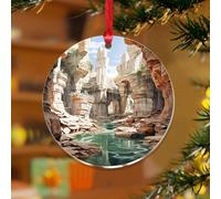 Adornos de Navidad acrílicos de 3 pulgadas 2025 Carlsbad Caverns National Park Adornos colgantes personalizados, adornos colgantes para árbol de Navidad, acuarela, viaje, arte, cartel, recuerdo