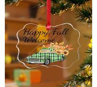 Adornos de Navidad acrílicos de 3 pulgadas 2025 con diseño de camión de hojas de calabaza de feliz otoño, elegantes adornos de Navidad, decoración del hogar, calabaza religiosa, regalos cristianos