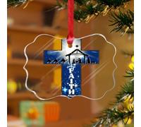 Adornos de Navidad acrílicos de 3 pulgadas 2025 con diseño de fe, granja, adornos colgantes para interiores, decoración del hogar, belén, escena cruzada, recuerdo, disco transparente, etiqueta de