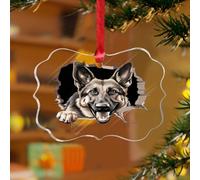 Adornos de Navidad acrílicos de 3 pulgadas 2025 con diseño de pastor alemán, elegante adorno para árbol de Navidad, decoración festiva, decoración del hogar, amante de perros y gatos, recuerdo de