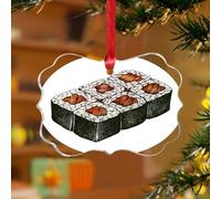 Adornos de Navidad acrílicos de 3 pulgadas 2025 con imagen de comida japonesa para sushi, decoración de fiesta de Navidad, cultura tradicional, recuerdo, disco transparente, etiqueta de nombre